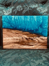 Load image into Gallery viewer, #130 Live Edge Spalted Hickory w/Aqua Epoxy
