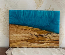 Load image into Gallery viewer, #130 Live Edge Spalted Hickory w/Aqua Epoxy
